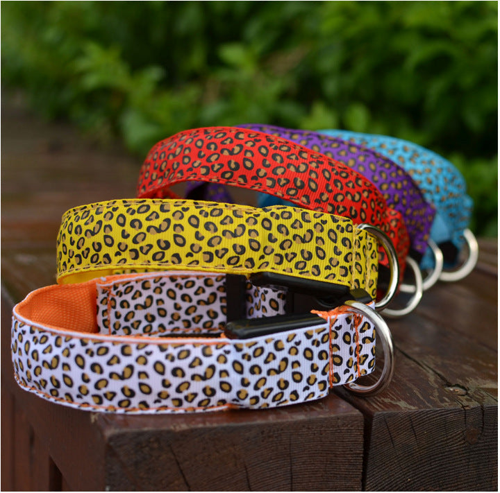 Leopardfellmuster LED Leuchthalsband für Hunde