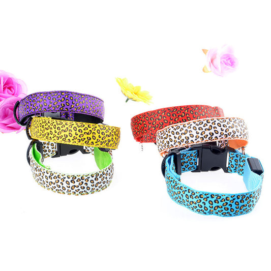 Leopard Print LED Luminous Dog Collar