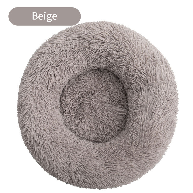 Lit pour animal de compagnie rond en peluche