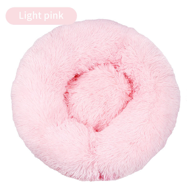 Lit pour animal de compagnie rond en peluche