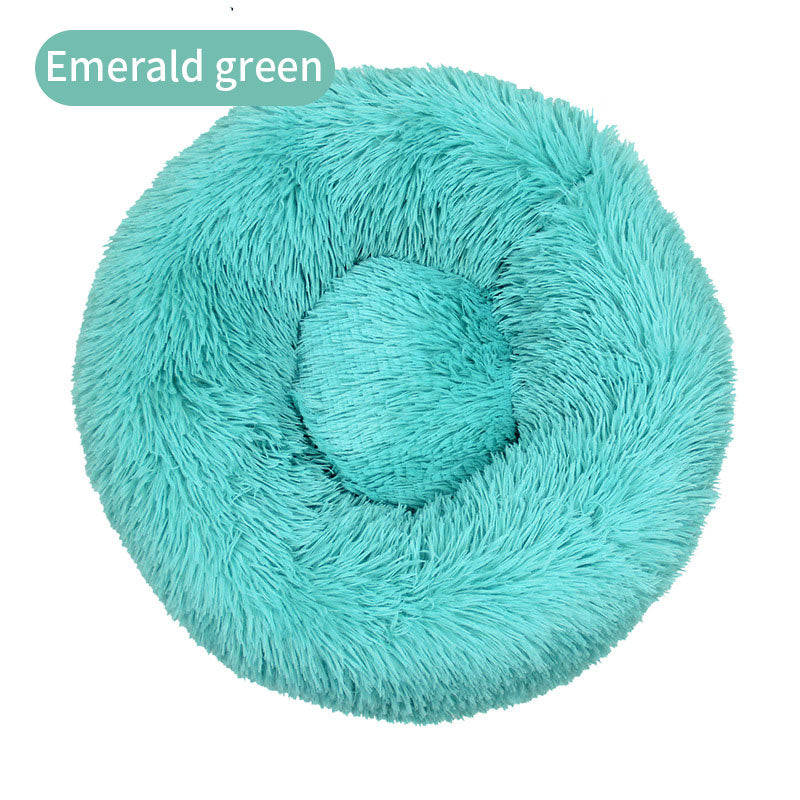 Lit pour animal de compagnie rond en peluche