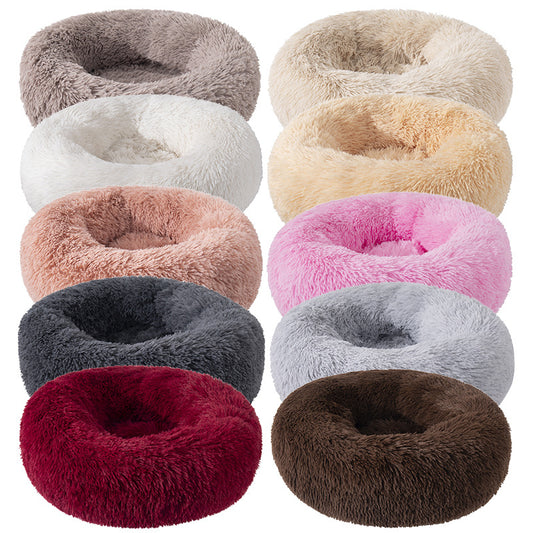 Round Plush Pet House Bed