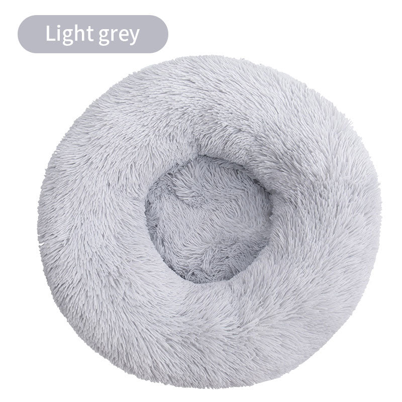 Lit pour animal de compagnie rond en peluche