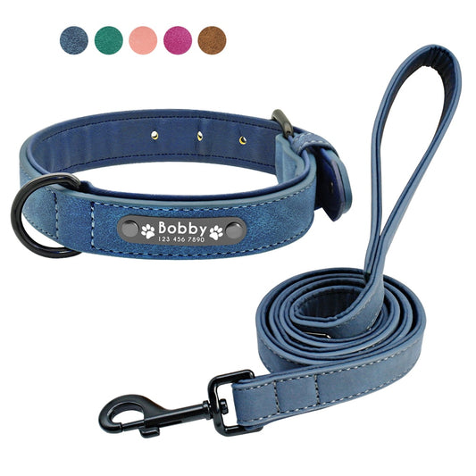 Personalized Leather Dog Collar & Leash