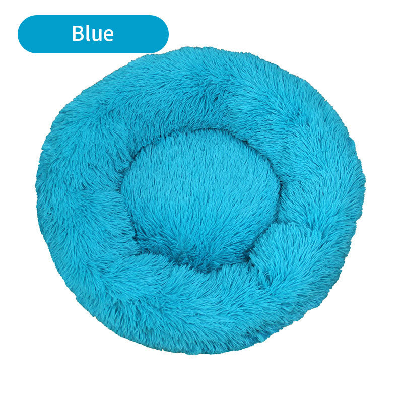 Lit pour animal de compagnie rond en peluche