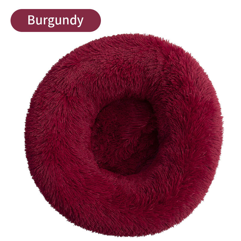 Lit pour animal de compagnie rond en peluche