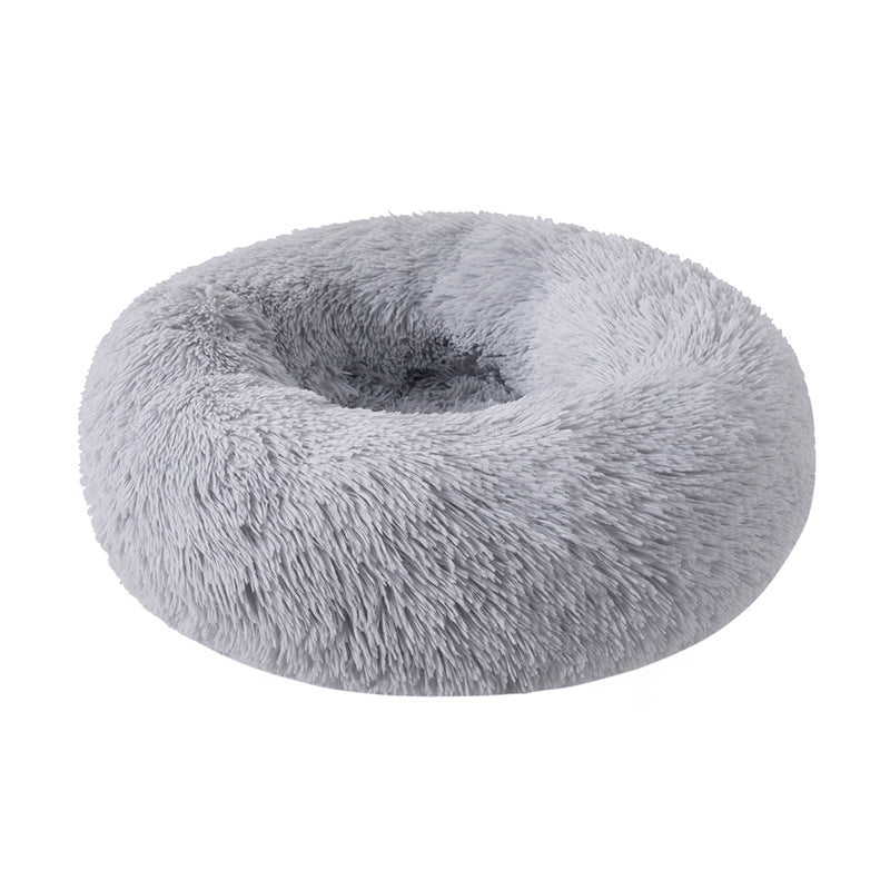 Lit pour animal de compagnie rond en peluche