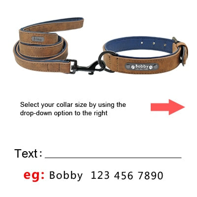 Personalized Leather Dog Collar & Leash