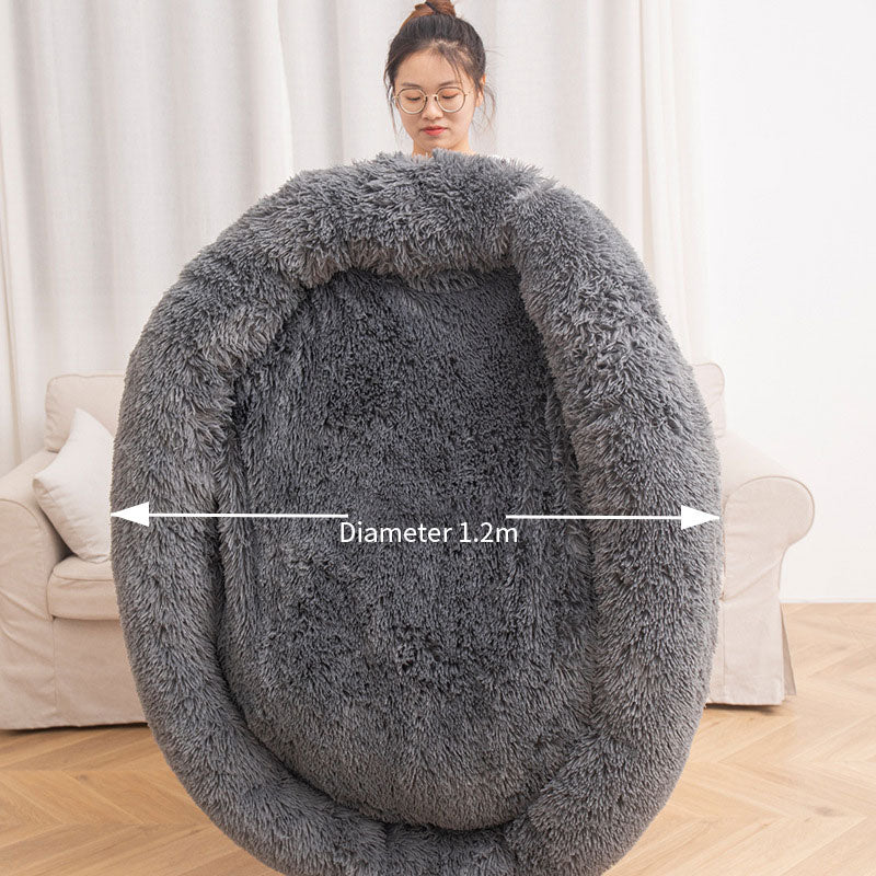 Lit pour animal de compagnie rond en peluche